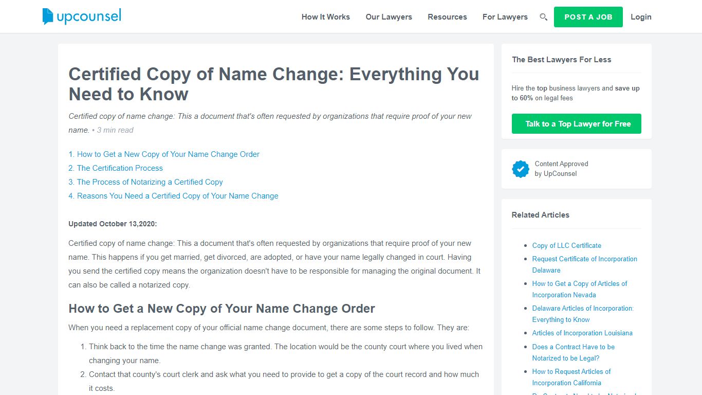 Certified Copy of Name Change: Everything You Need to Know - UpCounsel